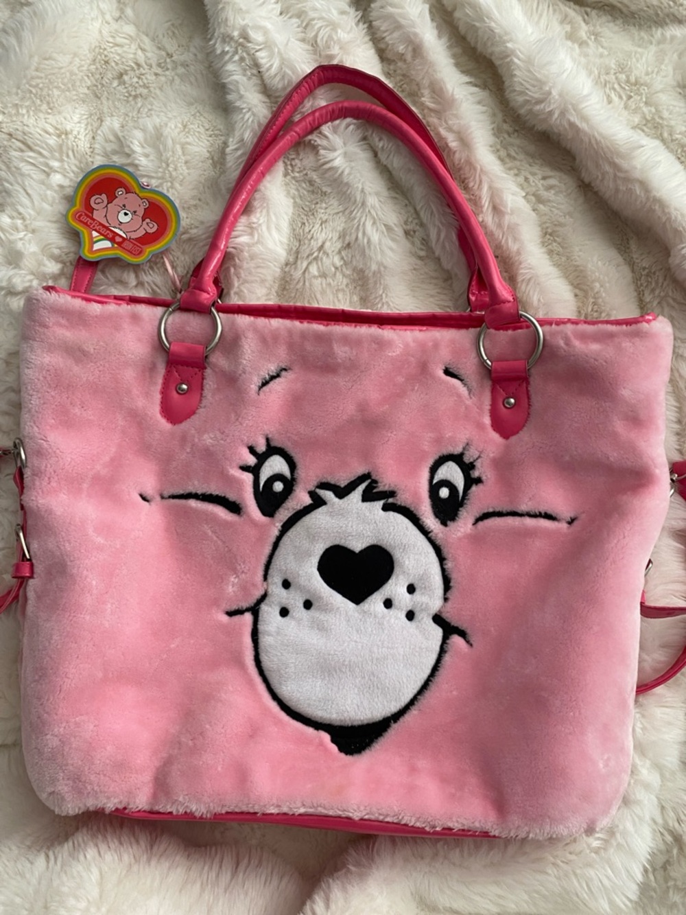 BNWT! Iron Fist Care Bears Cheer Bear Fuzzy Oversized Tote Bag 💕🌈